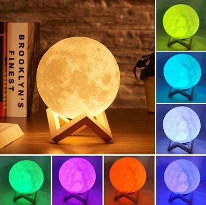 3D Moon Lamp 3 Colours 15 cm Changeable Sensor for Bedroom Touch Moonlight Lamp with Stand USB for Bedside